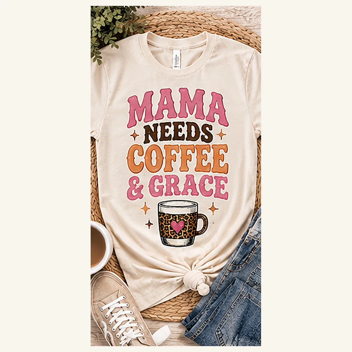Mama Needs Coffee and Grace Tee — Mama Needs Coffee and Grace graphic