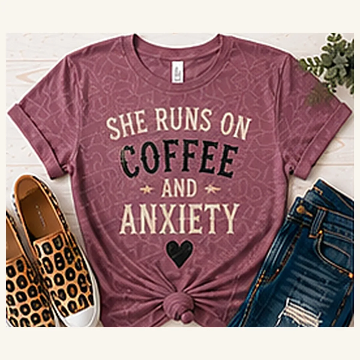 She Runs on Coffee and Anxiety Tee — She Runs on Coffee and Anxiety graphic