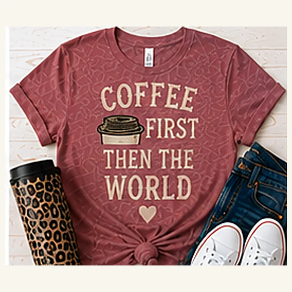 Coffee First Then the World Tee — Coffee First Then the World graphic