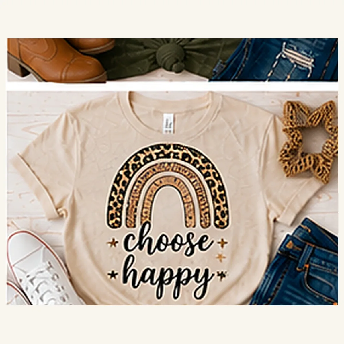 Choose Happy Rainbow Tee — Choose Happy Rainbow graphic