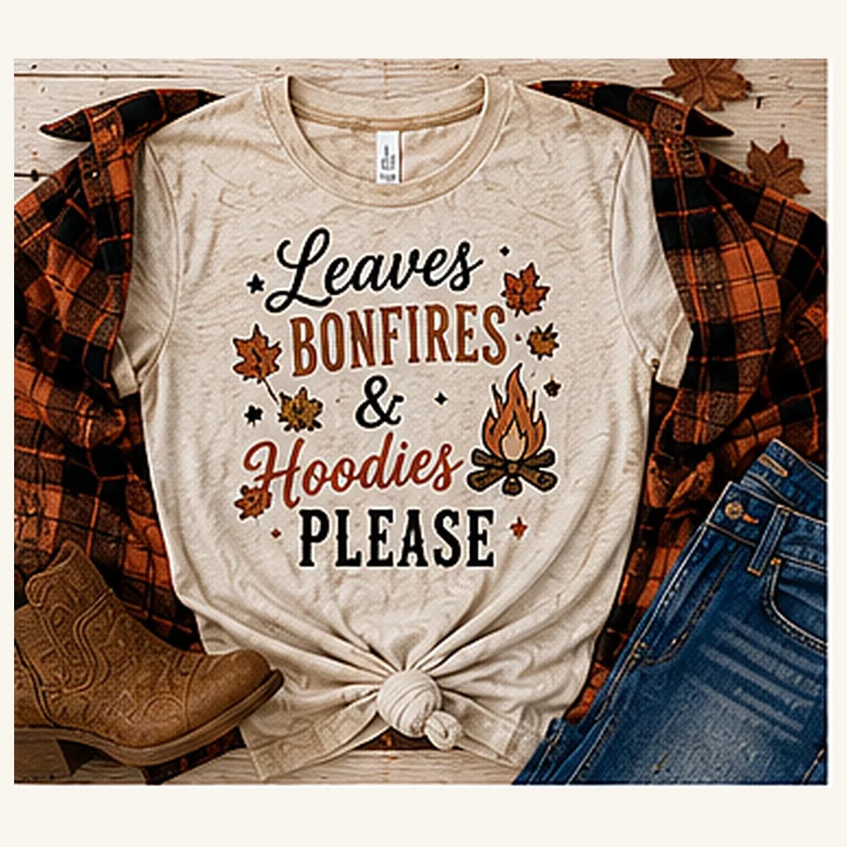 Leaves Bonfires Hoodies Please Tee — Leaves Bonfires Hoodies Please graphic