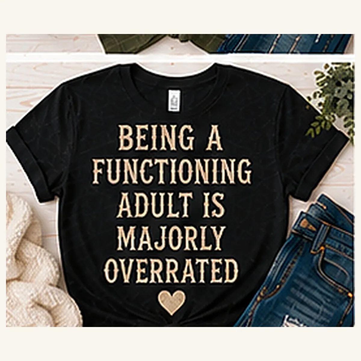 Functioning Adult Majorly Overrated Tee — Functioning Adult Majorly Overrated graphic