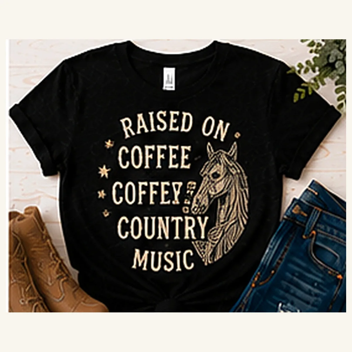 Raised on Coffee Country Music Tee — Raised on Coffee Country Music graphic