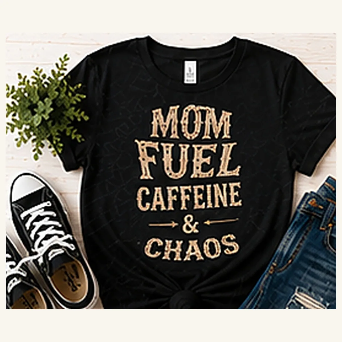 Mom Fuel Caffeine Chaos Tee — Mom Fuel Caffeine Chaos graphic