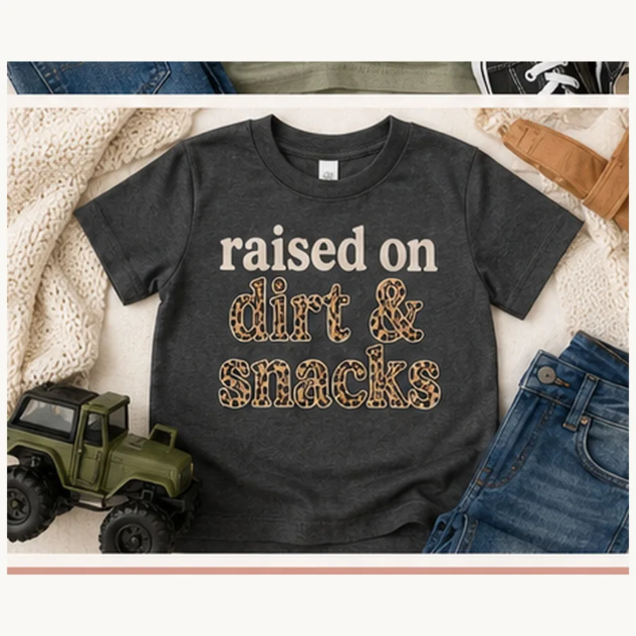 Raised on Dirt & Snacks Kids Tee — Raised on Dirt & Snacks graphic