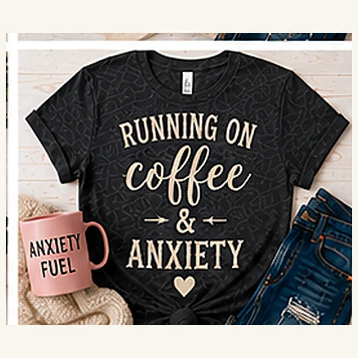 Running on Coffee and Anxiety Tee — Running on Coffee and Anxiety graphic