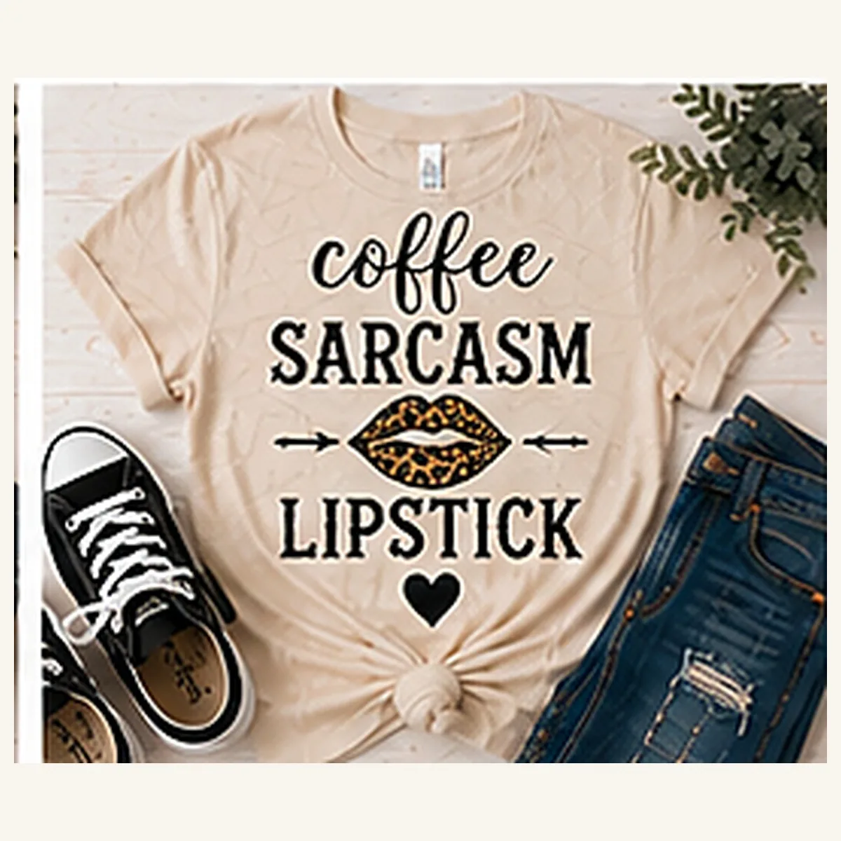 Coffee Sarcasm Lipstick Tee — Coffee Sarcasm Lipstick graphic