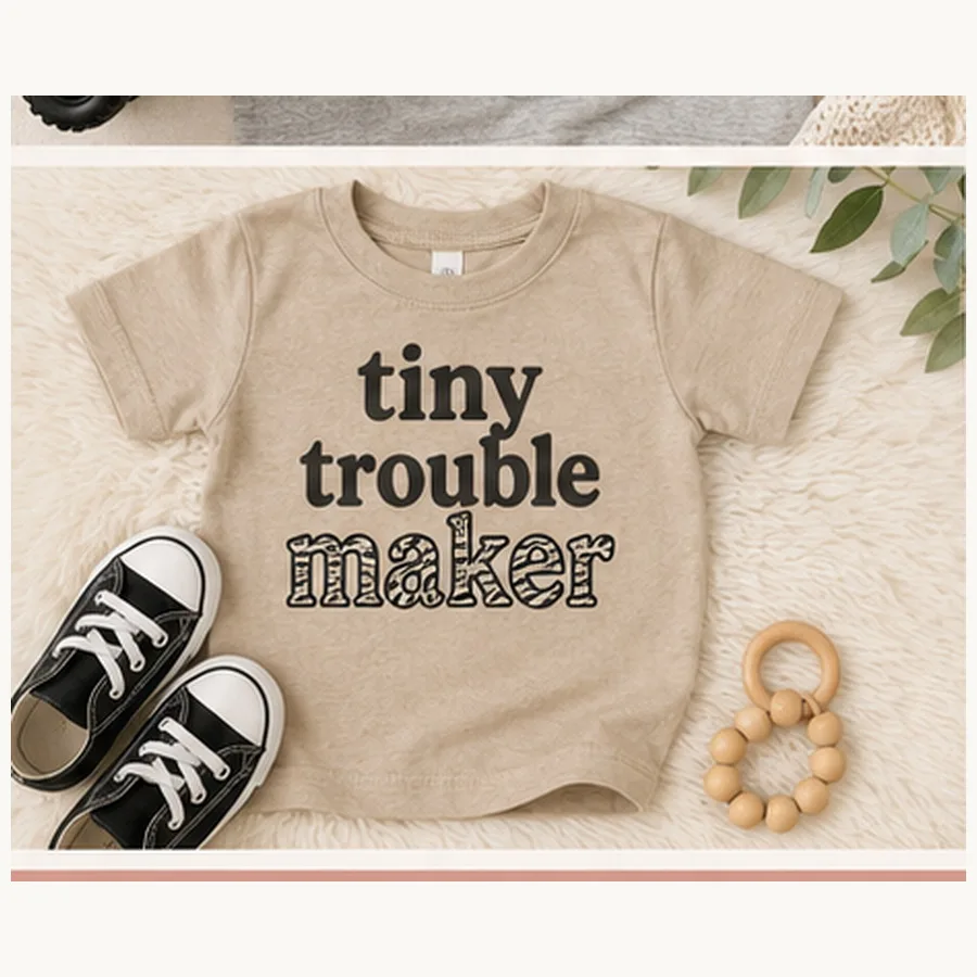 Tiny Trouble Maker Kids Tee — Tiny Trouble Maker graphic