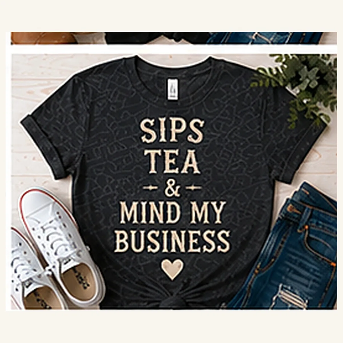 Sips Tea and Mind My Business Tee — Sips Tea and Mind My Business graphic
