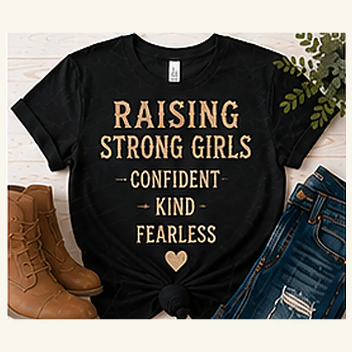 Raising Strong Girls Confident Kind Fearless Tee — Raising Strong Girls Confident Kind Fearless graphic