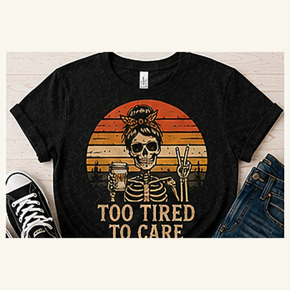 Too Tired to Care Tee — Too Tired to Care graphic