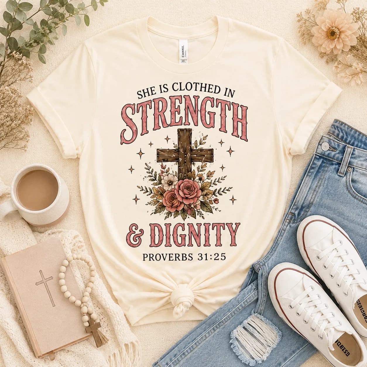Strength and Dignity Proverbs 31 Tee — Strength and Dignity Proverbs 31 graphic