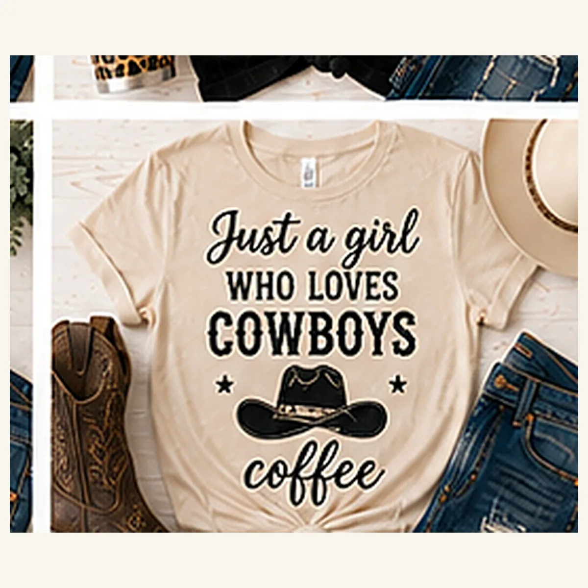 Who Loves Cowboys and Coffee Tee — Who Loves Cowboys and Coffee graphic