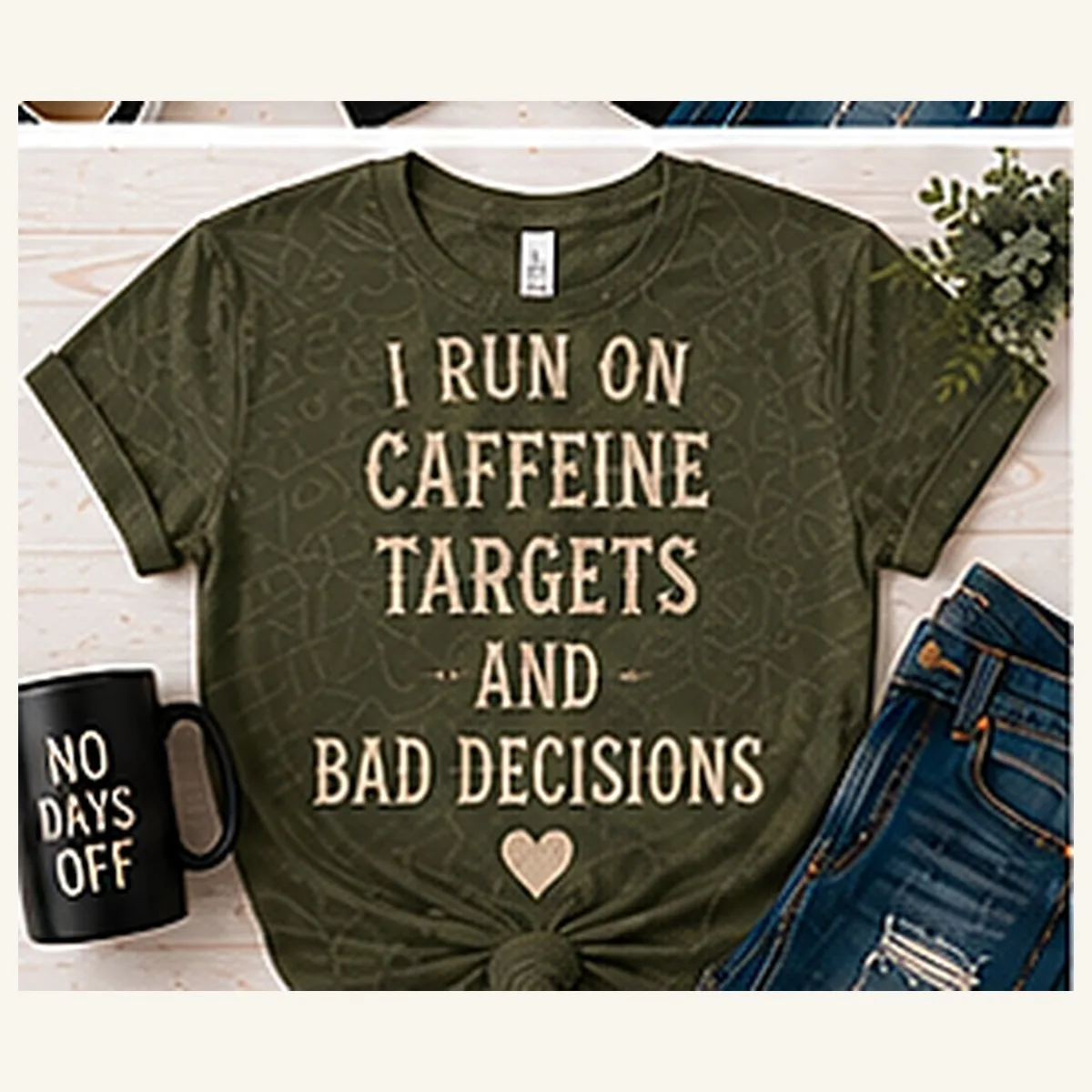 Caffeine Targets and Bad Decisions Tee — Caffeine Targets and Bad Decisions graphic