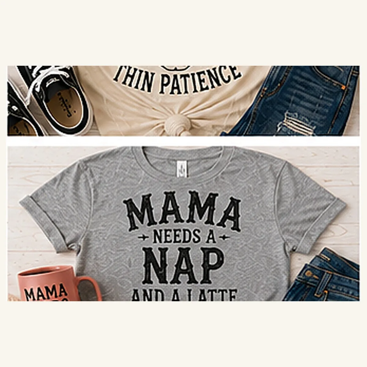 Mama Needs a Nap and a Latte Tee — Mama Needs a Nap and a Latte graphic