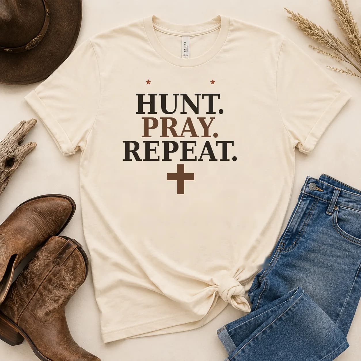 Hunt Pray Repeat Tee — Hunt Pray Repeat graphic