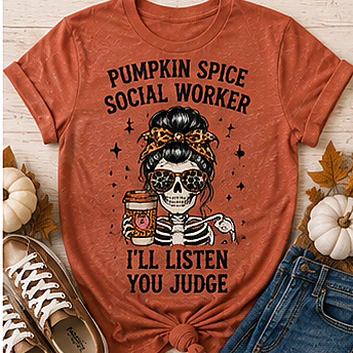 Pumpkin Spice Social Worker Tee — Pumpkin Spice Social Worker graphic