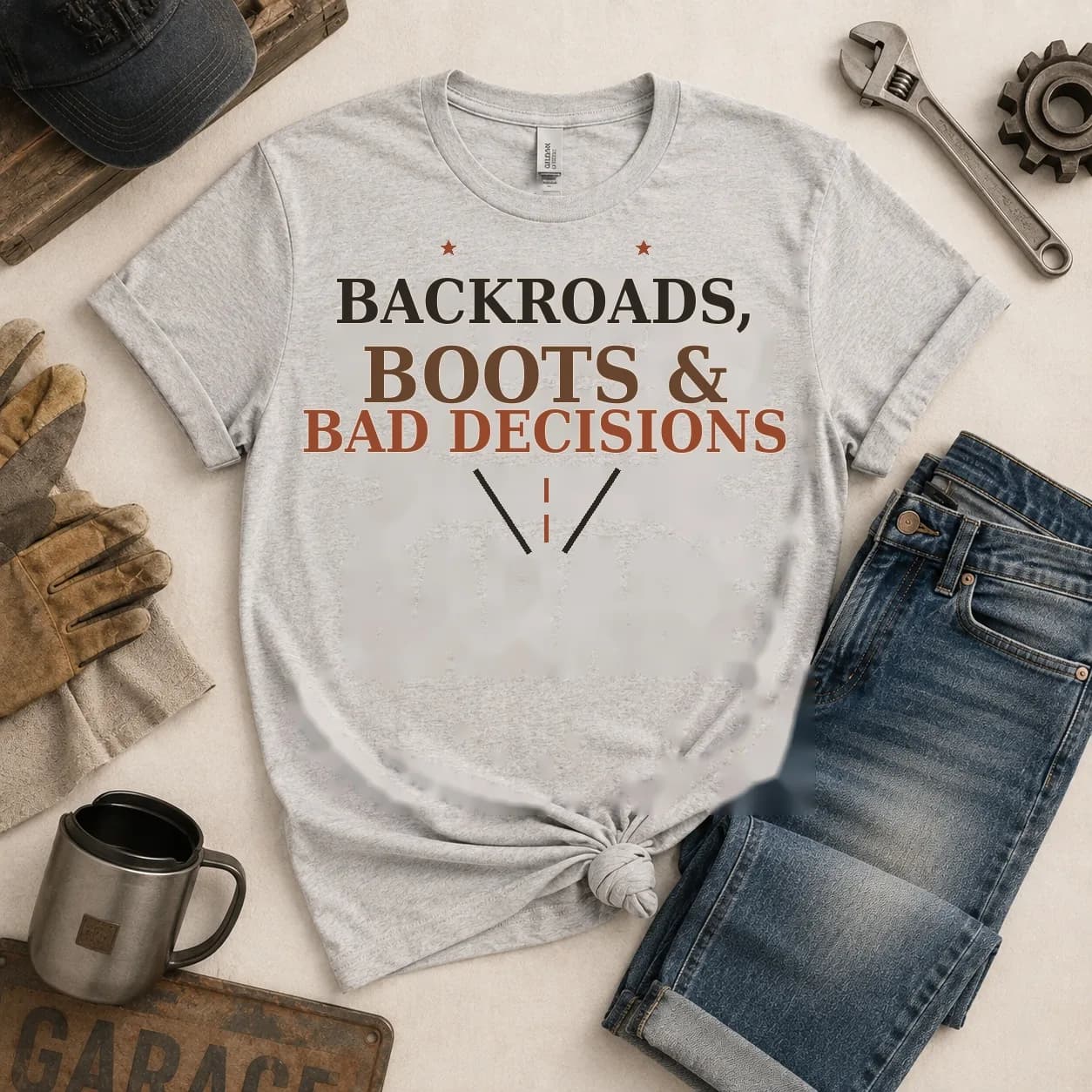 Backroads Boots and Bad Decisions Tee — Backroads Boots and Bad Decisions graphic