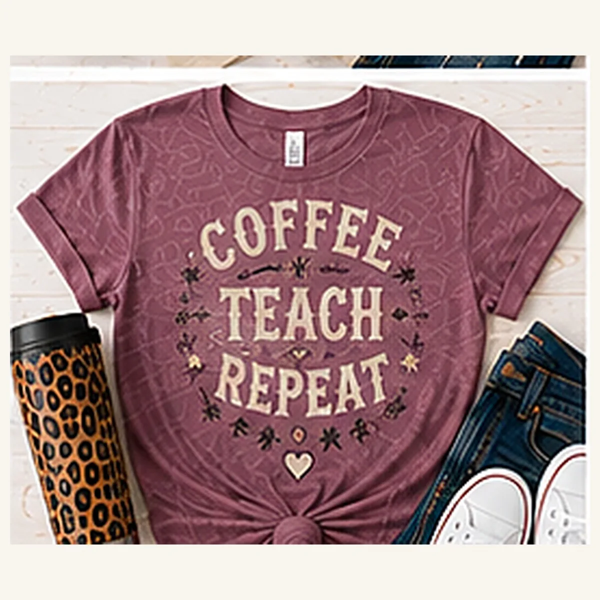 Coffee Teach Repeat Tee — Coffee Teach Repeat graphic