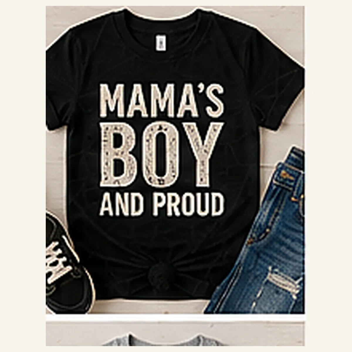 Mama's Boy and Proud Kids Tee — Mama's Boy and Proud graphic