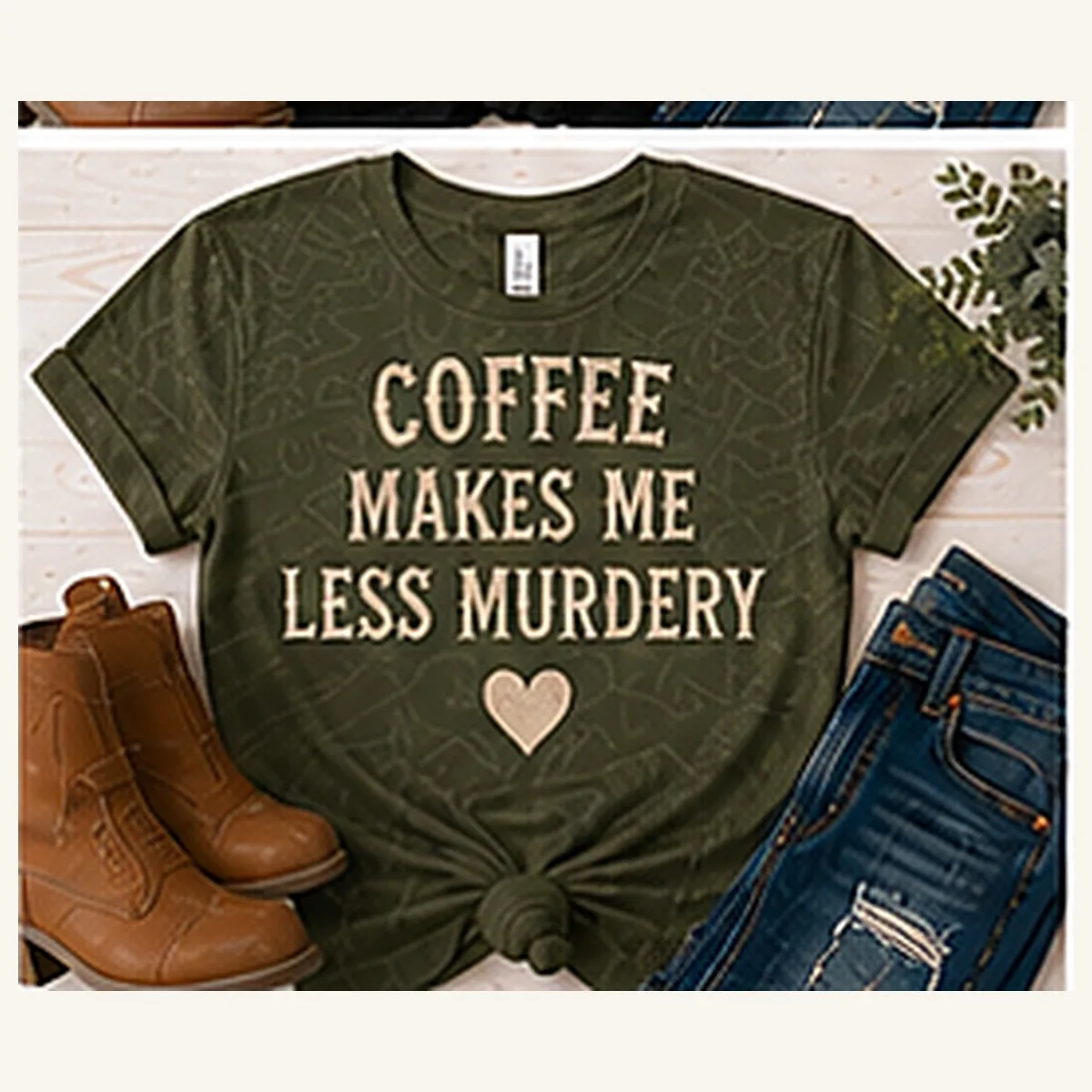Coffee Makes Me Less Murdery Tee — Coffee Makes Me Less Murdery graphic