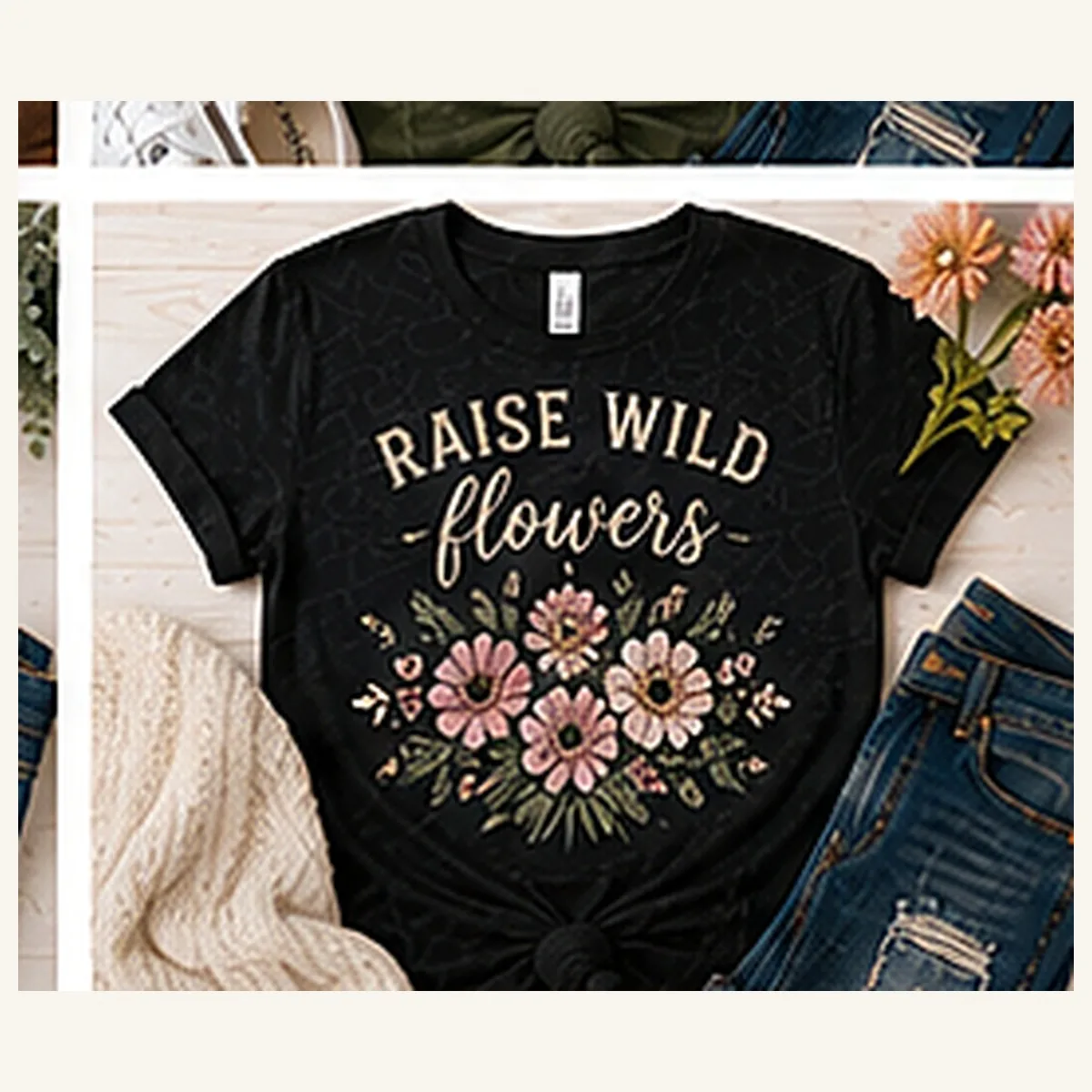Raise Wildflowers Tee — Raise Wildflowers graphic