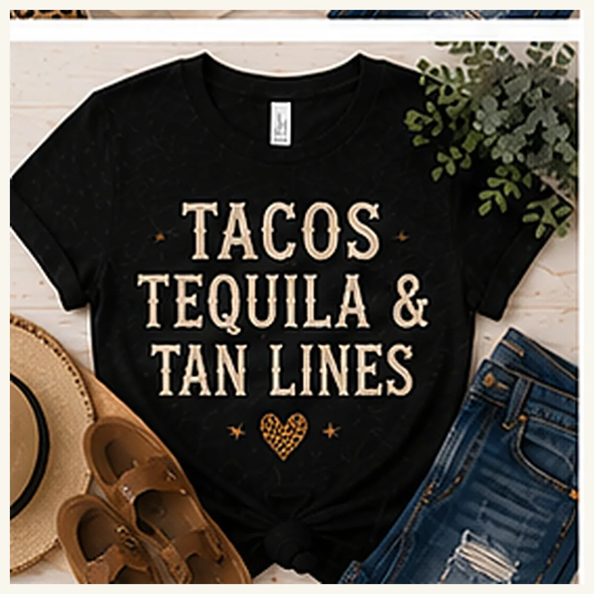 Tacos Tequila Tan Lines Tee — Tacos Tequila Tan Lines graphic