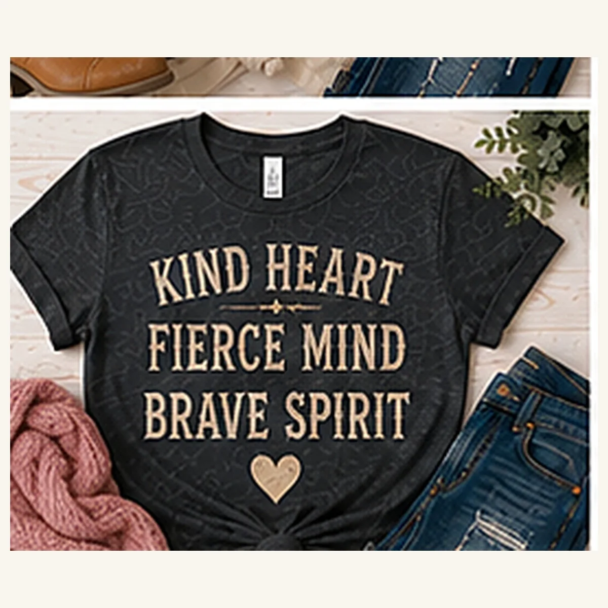 Kind Heart Fierce Mind Brave Spirit Tee — Kind Heart Fierce Mind Brave Spirit graphic
