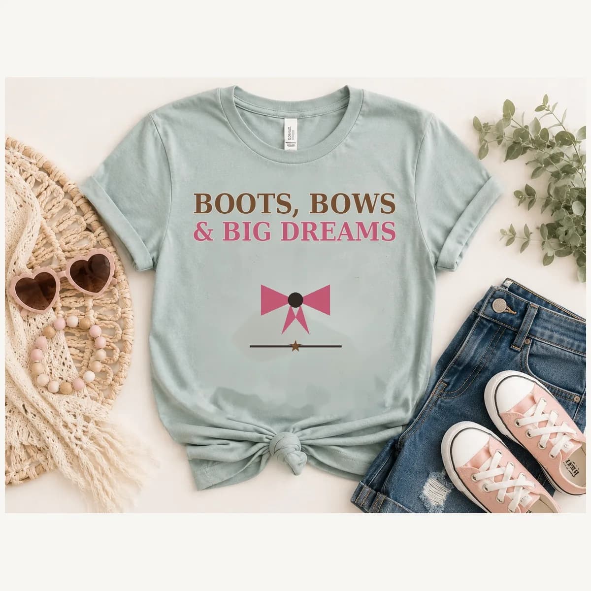Boots Bows and Big Dreams Kids Tee — Boots Bows and Big Dreams graphic