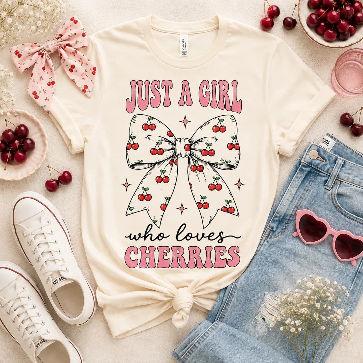 Just a Girl Who Loves Cherries Tee — Just a Girl Who Loves Cherries graphic
