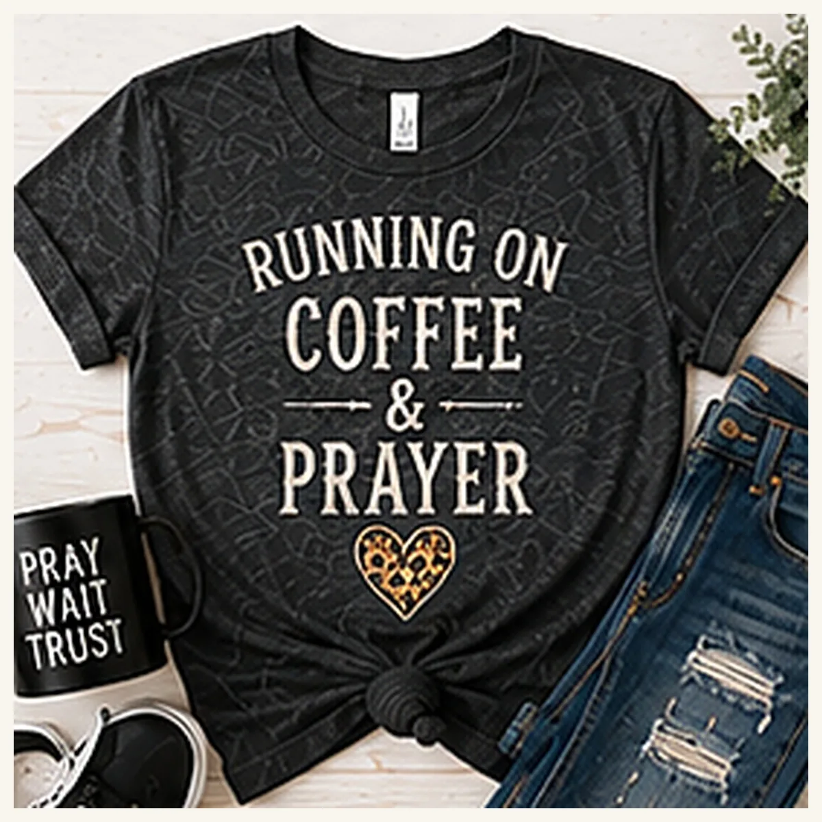 Running on Coffee and Prayer Tee — Running on Coffee and Prayer graphic