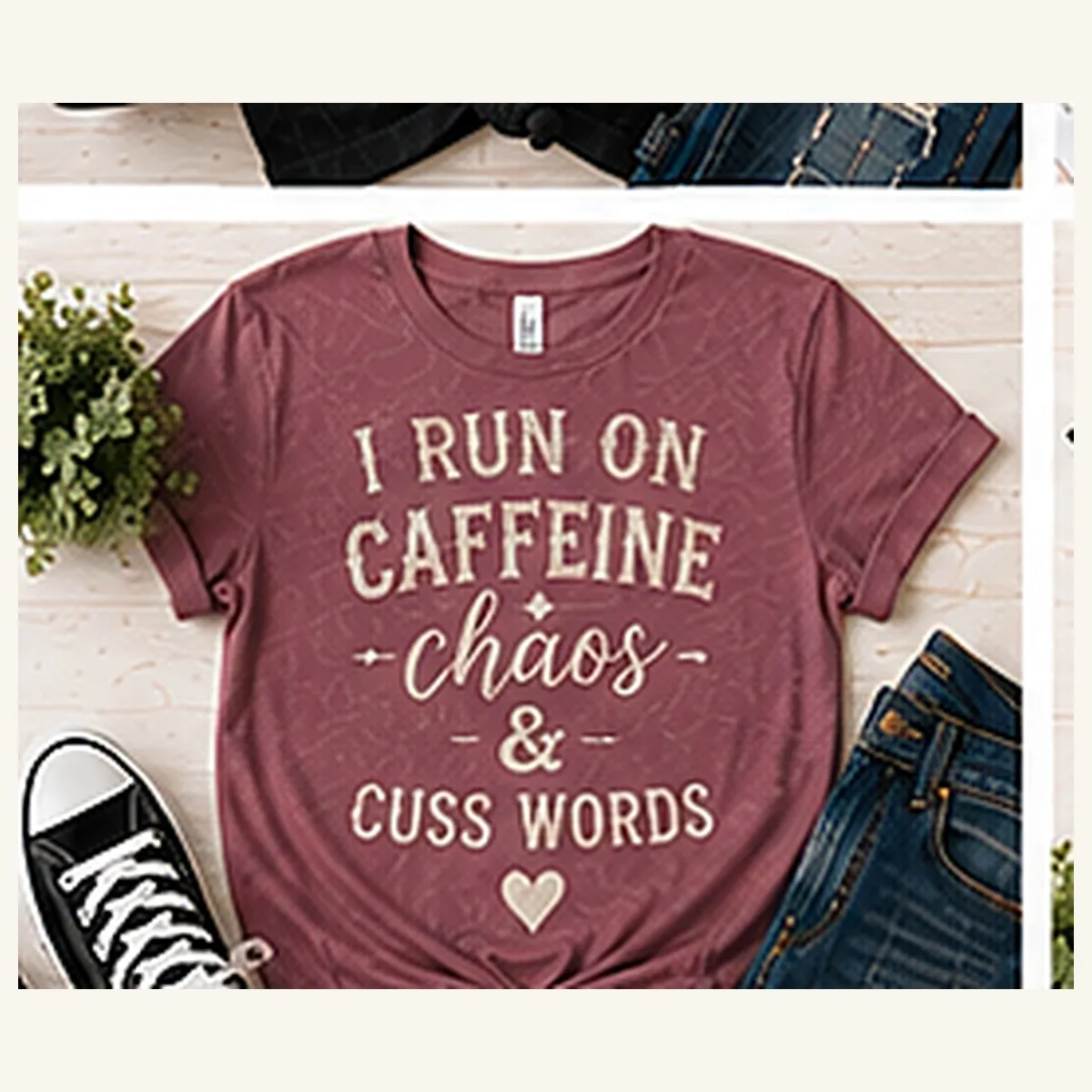 Caffeine Chaos Cuss Words Tee — Caffeine Chaos Cuss Words graphic