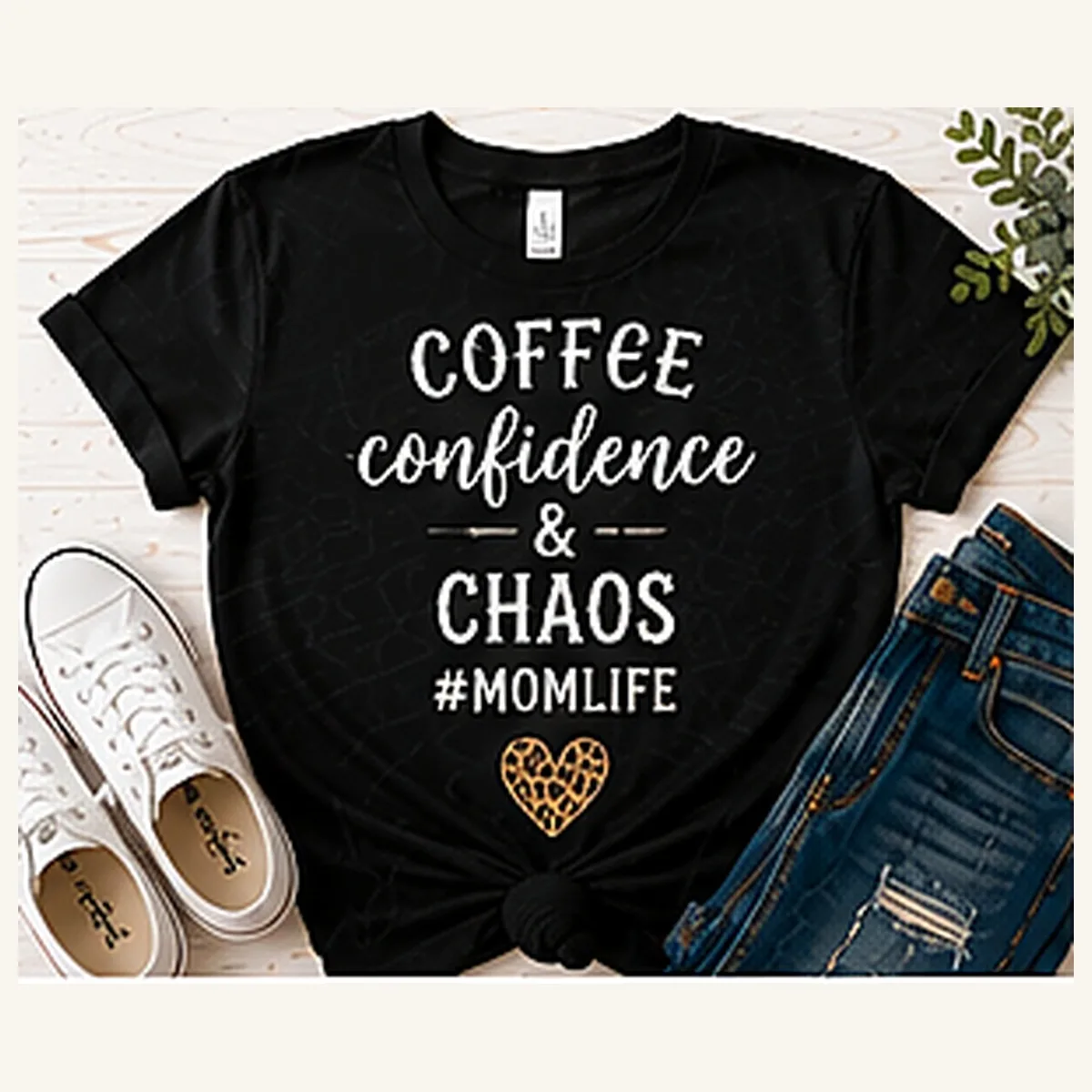 Coffee Confidence and Chaos Momlife Tee — Coffee Confidence and Chaos Momlife graphic