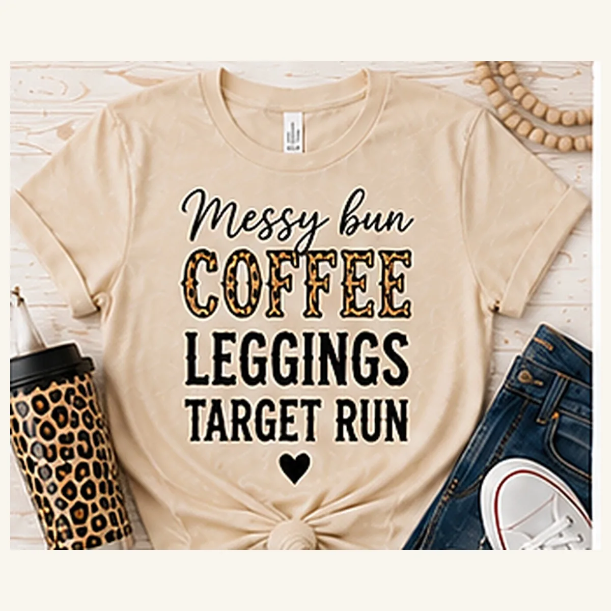 Messy Bun Coffee Leggings Target Run Tee — Messy Bun Coffee Leggings Target Run graphic