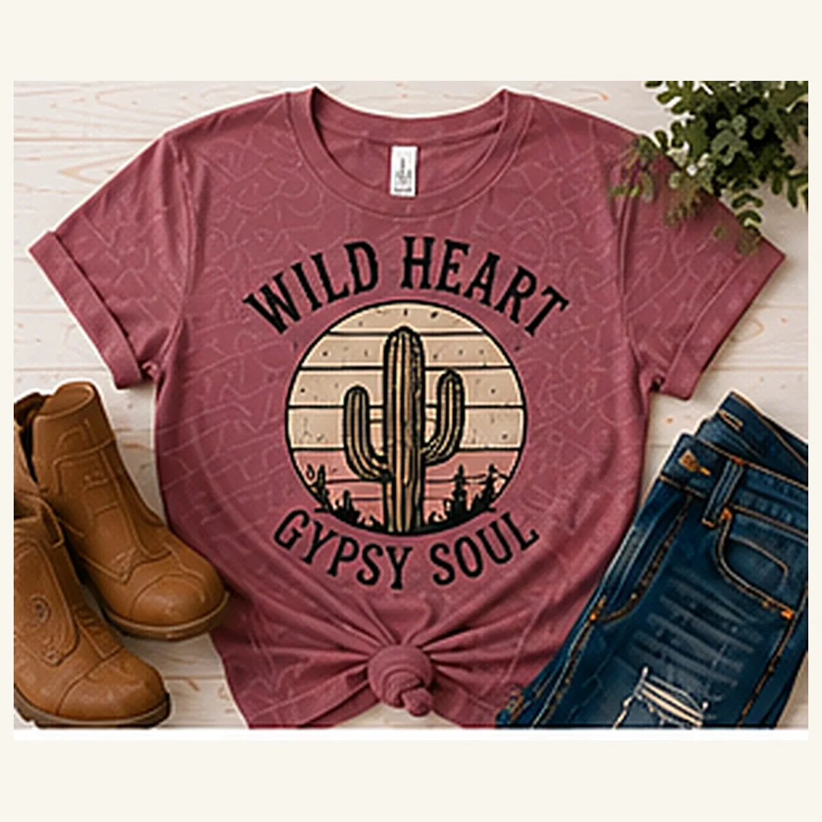 Wild Heart Gypsy Soul Cactus Tee — Wild Heart Gypsy Soul Cactus graphic
