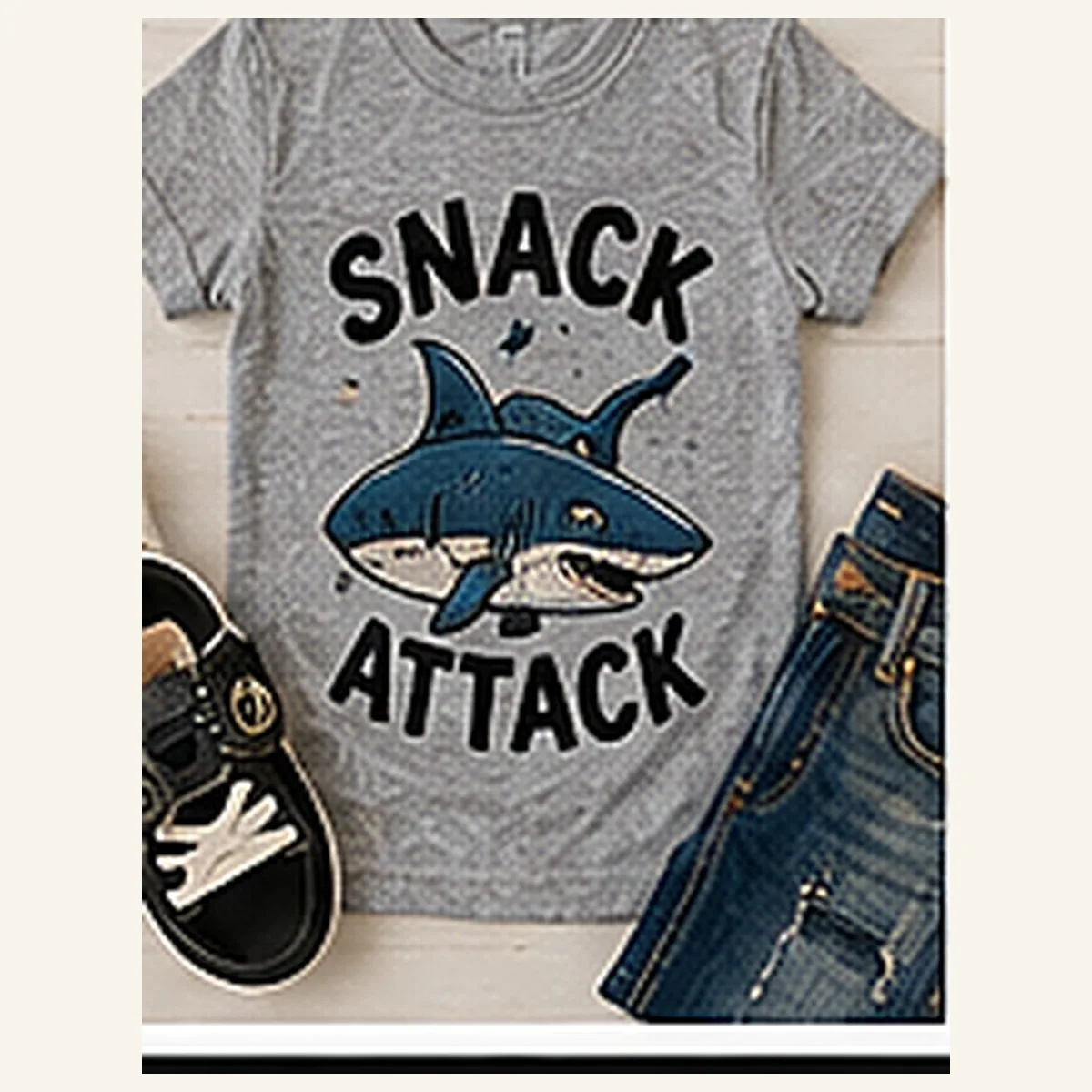 Snack Attack Shark Kids Tee — Snack Attack Shark graphic