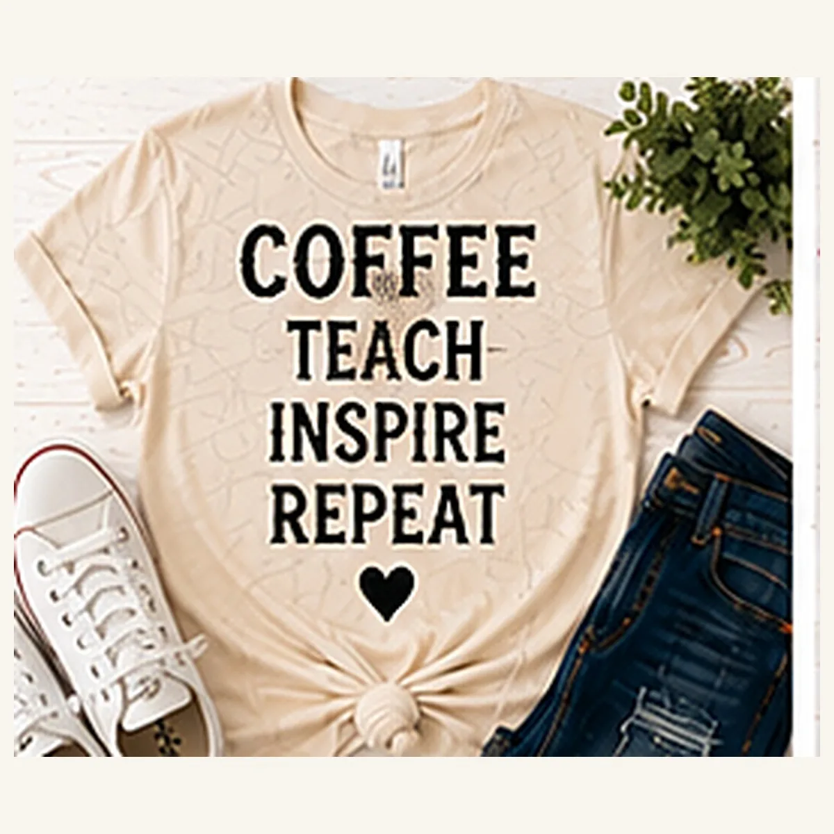 Coffee Teach Inspire Repeat Tee — Coffee Teach Inspire Repeat graphic
