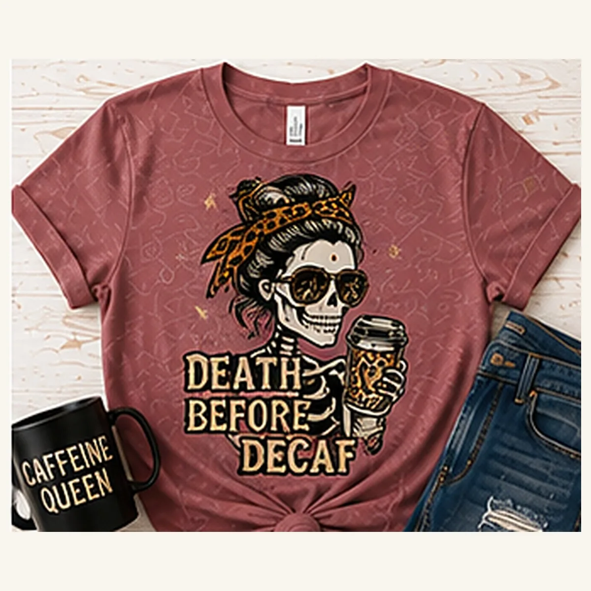 Death Before Decaf Tee — Death Before Decaf graphic