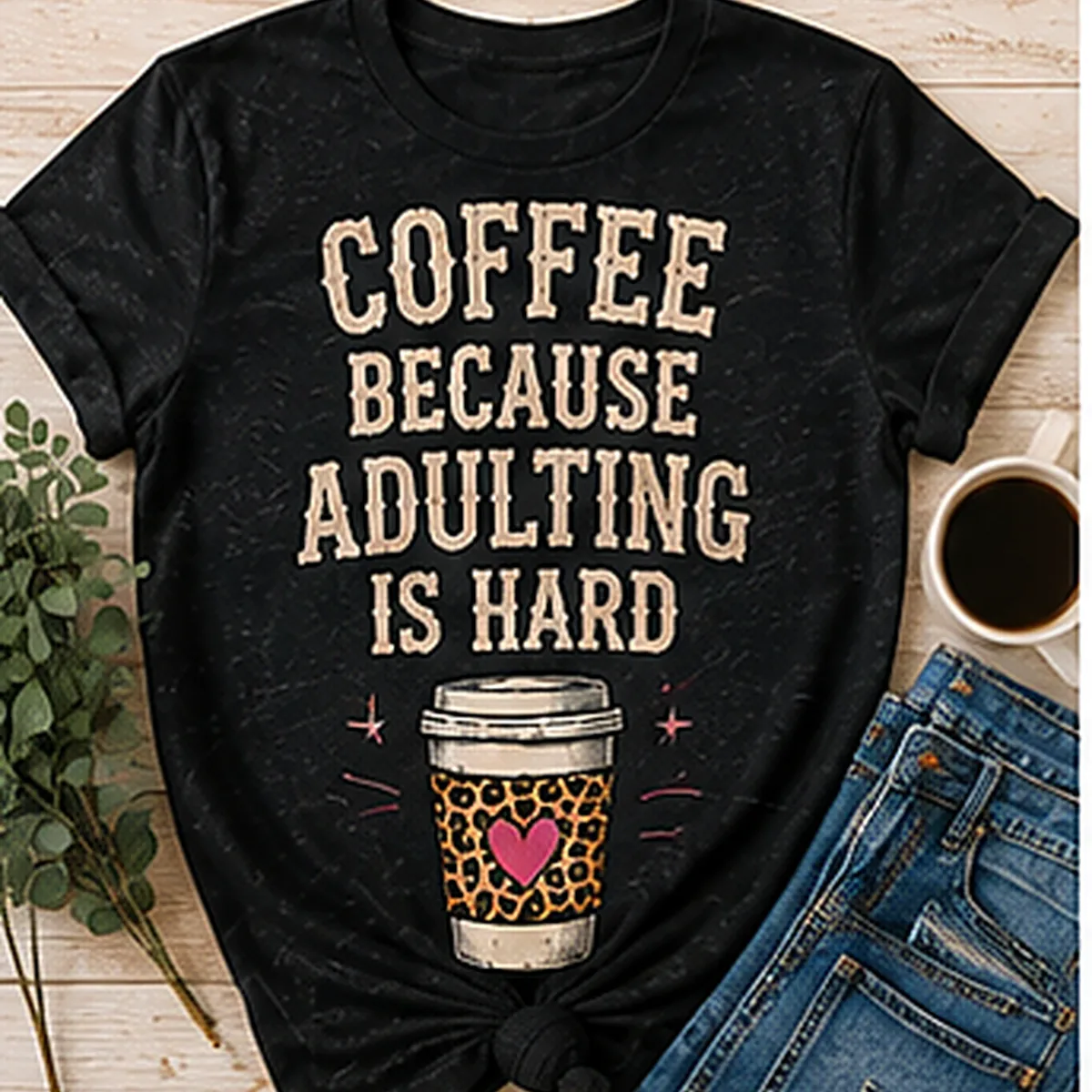 Coffee Because Adulting Is Hard Tee (2) — Coffee Because Adulting Is Hard graphic