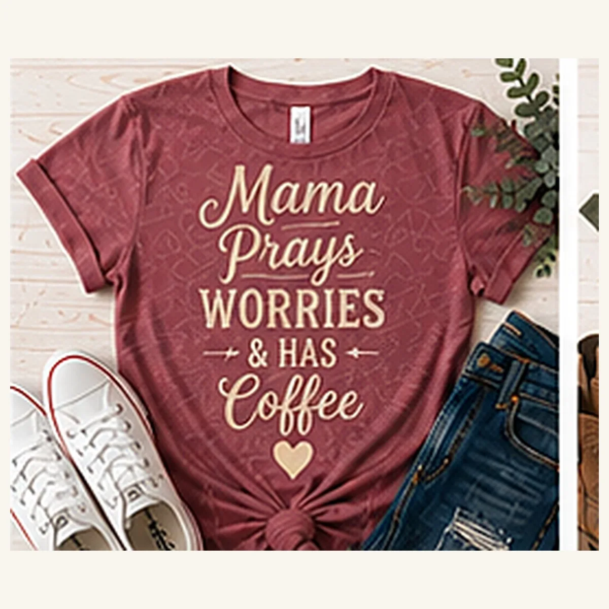 Mama Prays Worries and Has Coffee Tee — Mama Prays Worries and Has Coffee graphic
