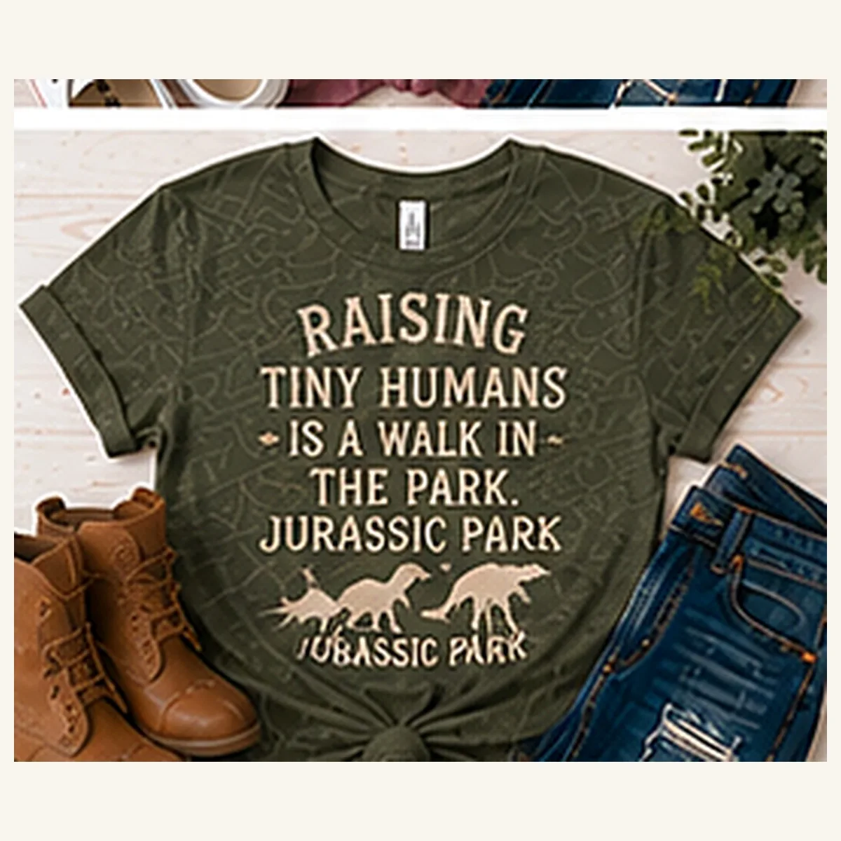 Raising Tiny Humans Jurassic Park Tee — Raising Tiny Humans Jurassic Park graphic