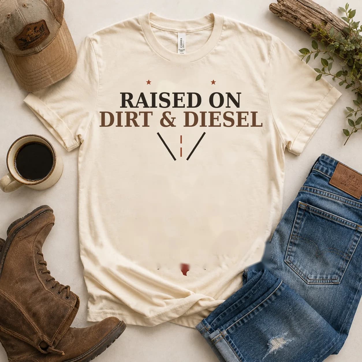 Raised on Dirt and Diesel Tee — Raised on Dirt and Diesel graphic