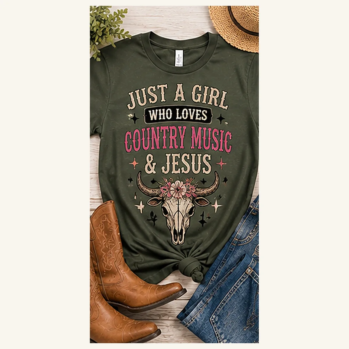 Loves Country Music and Jesus Tee — Loves Country Music and Jesus graphic
