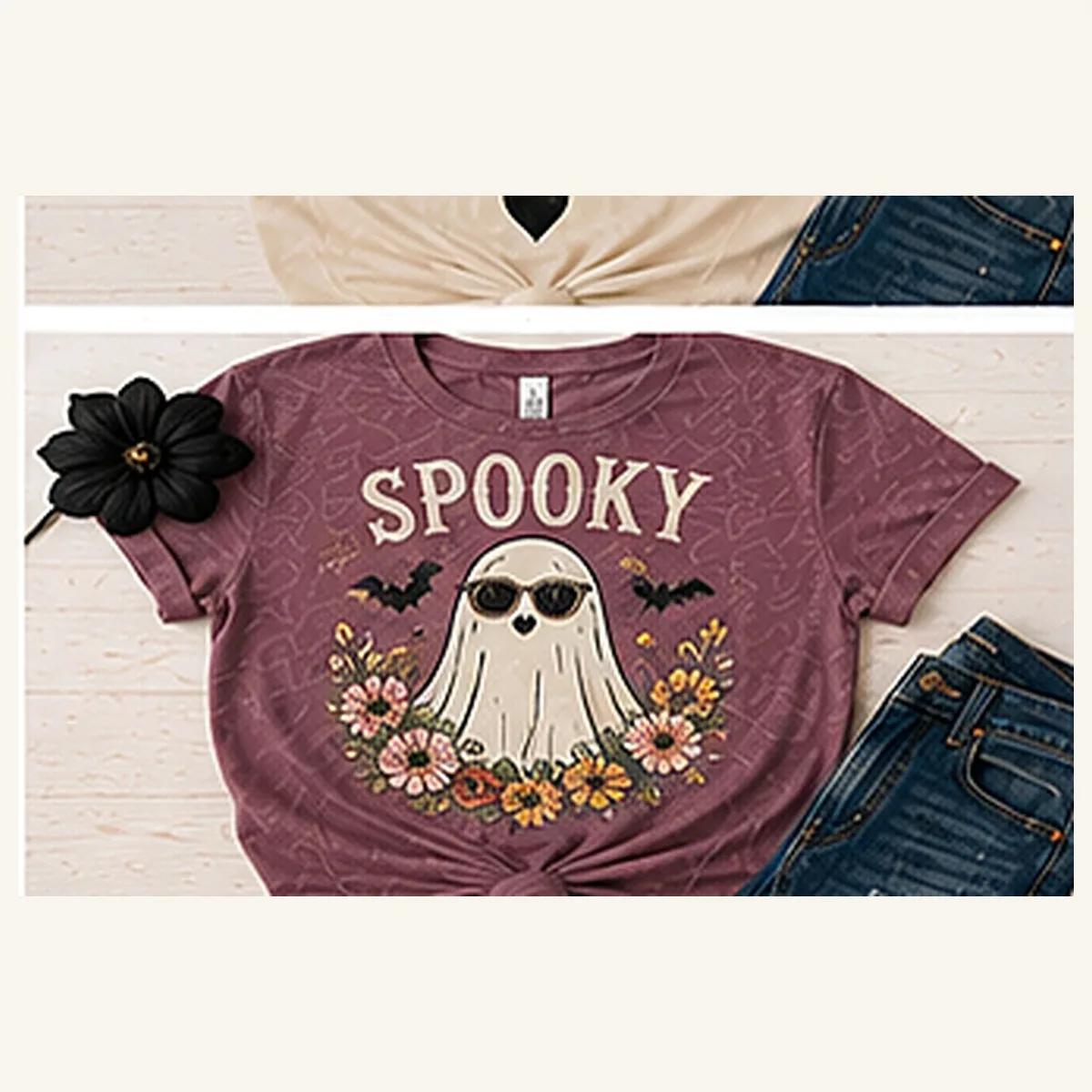 Spooky Floral Ghost Tee — Spooky Floral Ghost graphic