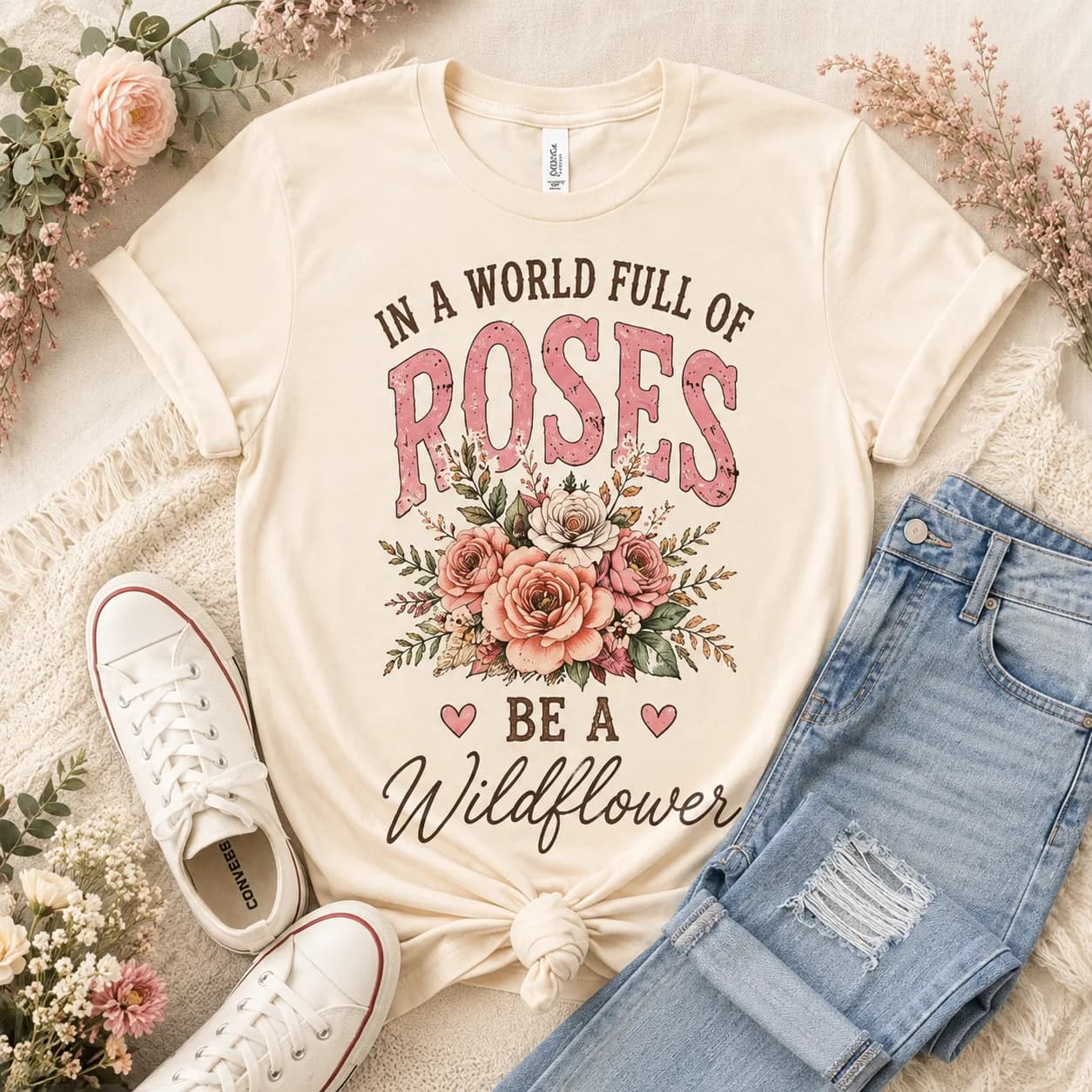 In a World Full of Roses Be a Wildflower Tee — In a World Full of Roses Be a Wildflower graphic