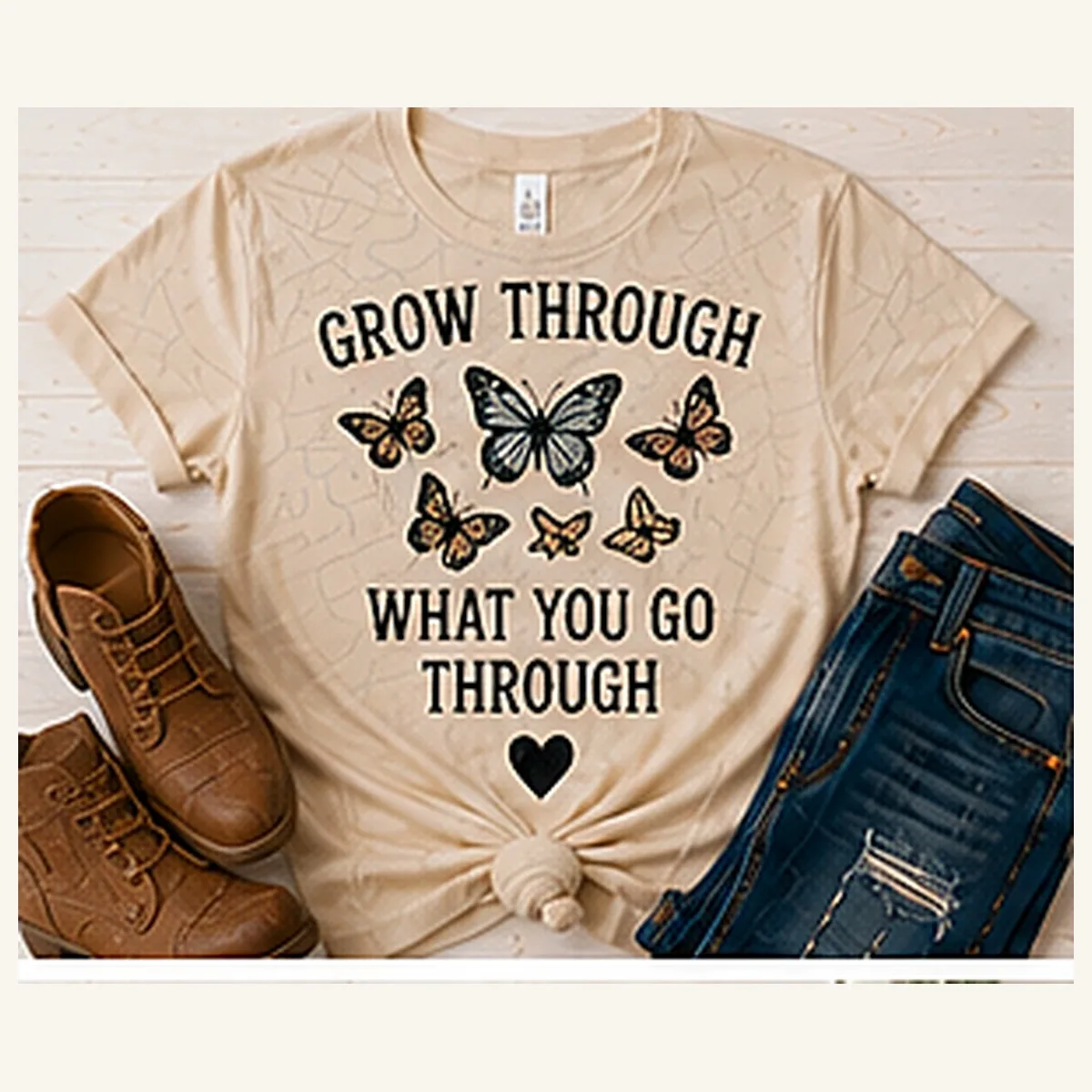 Grow Through What You Go Through Butterflies Tee — Grow Through What You Go Through Butterflies graphic