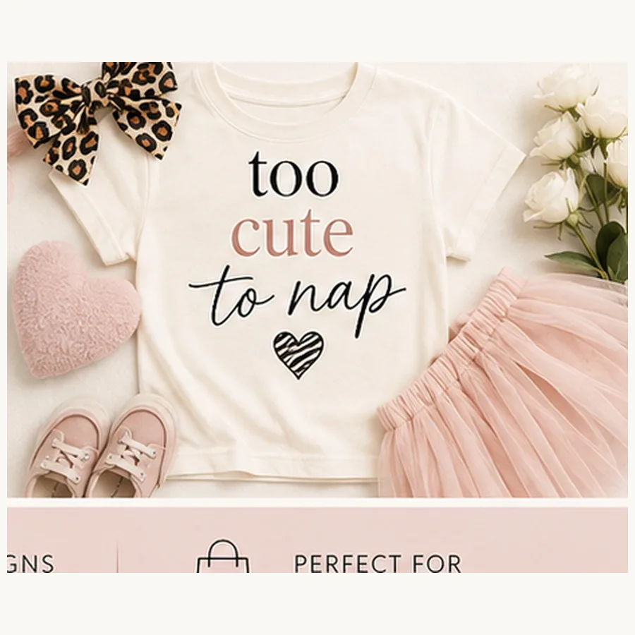 Too Cute to Nap Kids Tee — Too Cute to Nap graphic