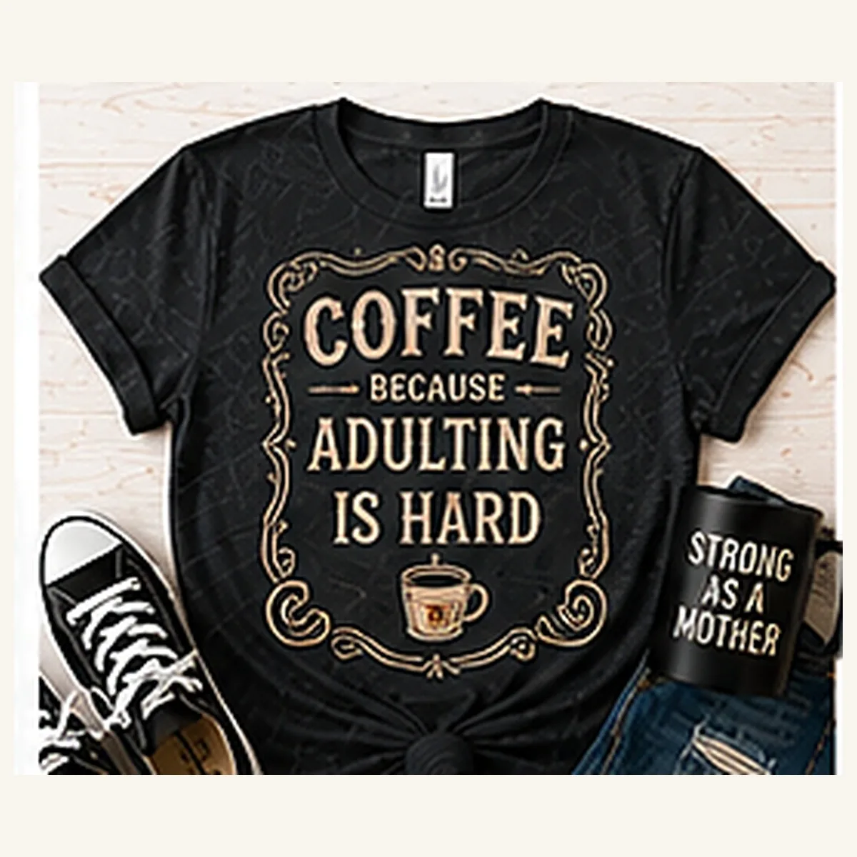 Coffee Because Adulting Is Hard Tee — Coffee Because Adulting Is Hard graphic